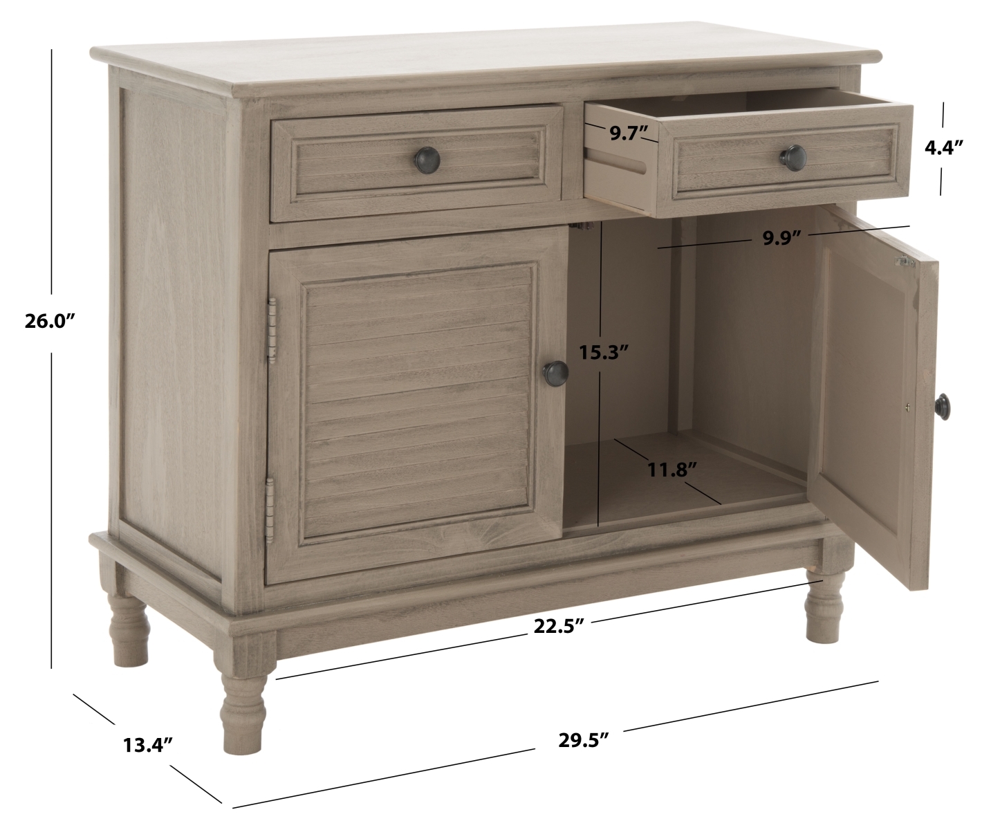 Tate 2 Drawer 2 Door Sideboard - Greige - Safavieh - Image 9