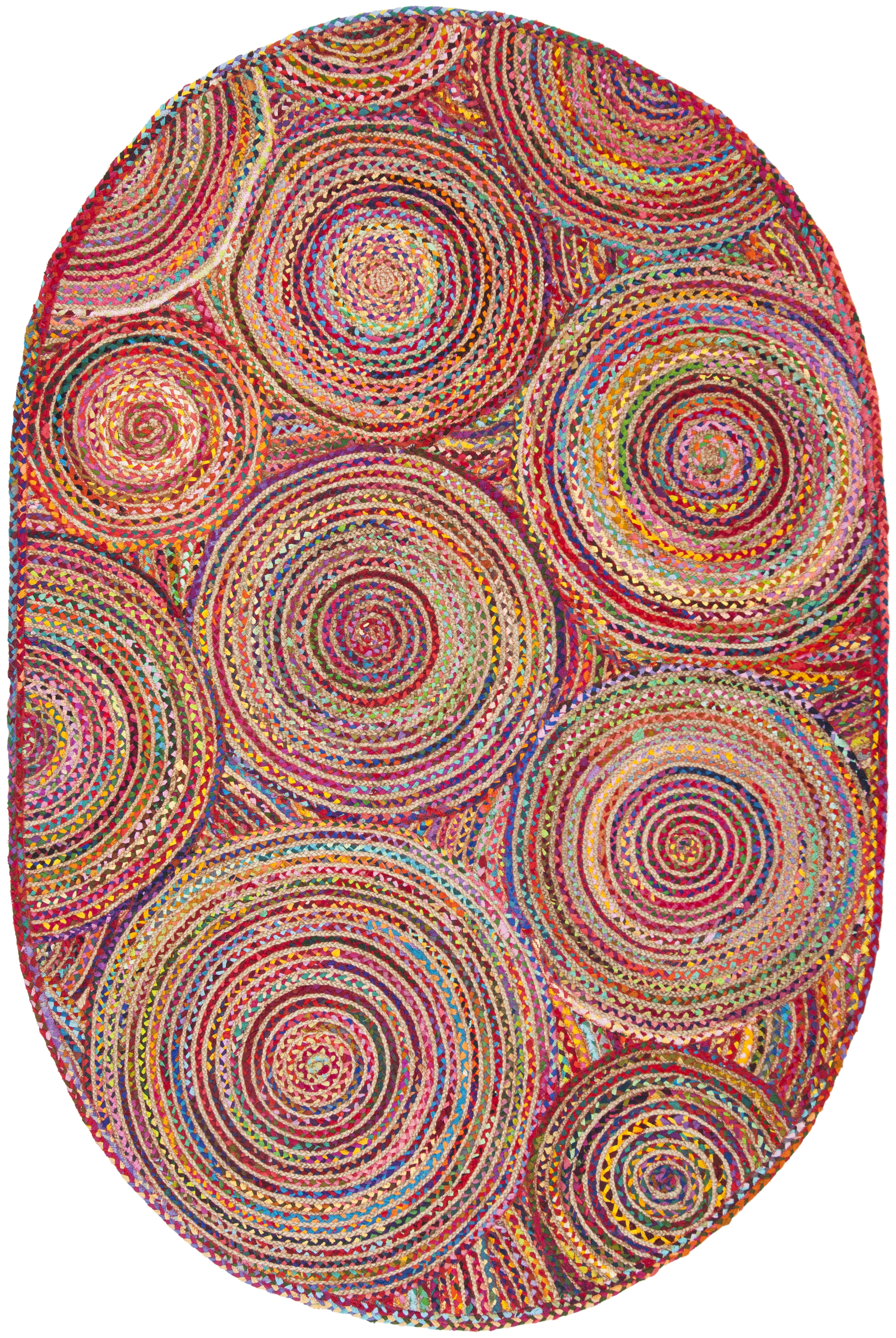 Arlo Home Hand Woven Area Rug, CAP203A, Red/Multi,  3' X 5' Oval - Image 0