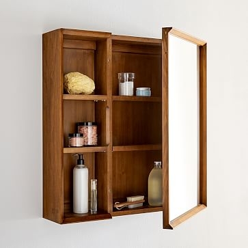 Mid-Century Open Medicine Cabinet With Shelves, Acorn, Wood - Image 2