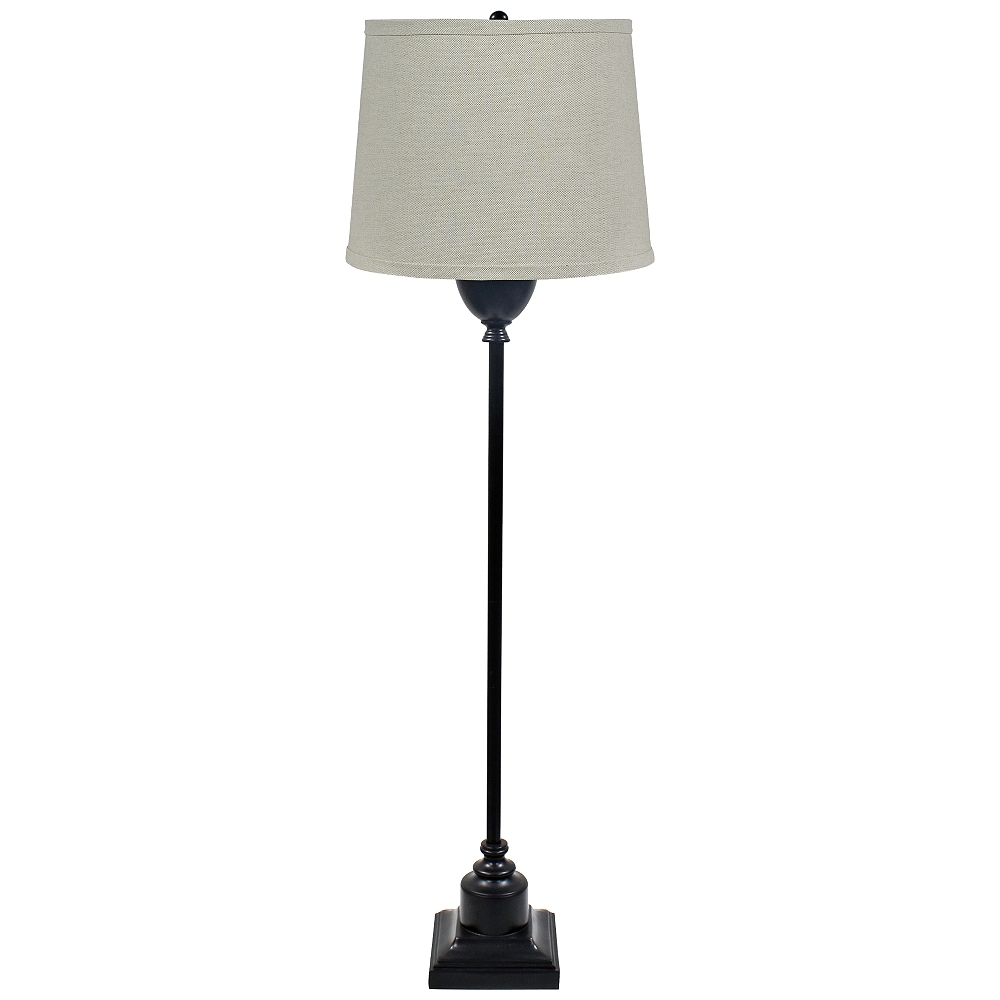 Newport Black Metal Floor Lamp with Laken Natural Shade - Style # 72X21 - Image 0