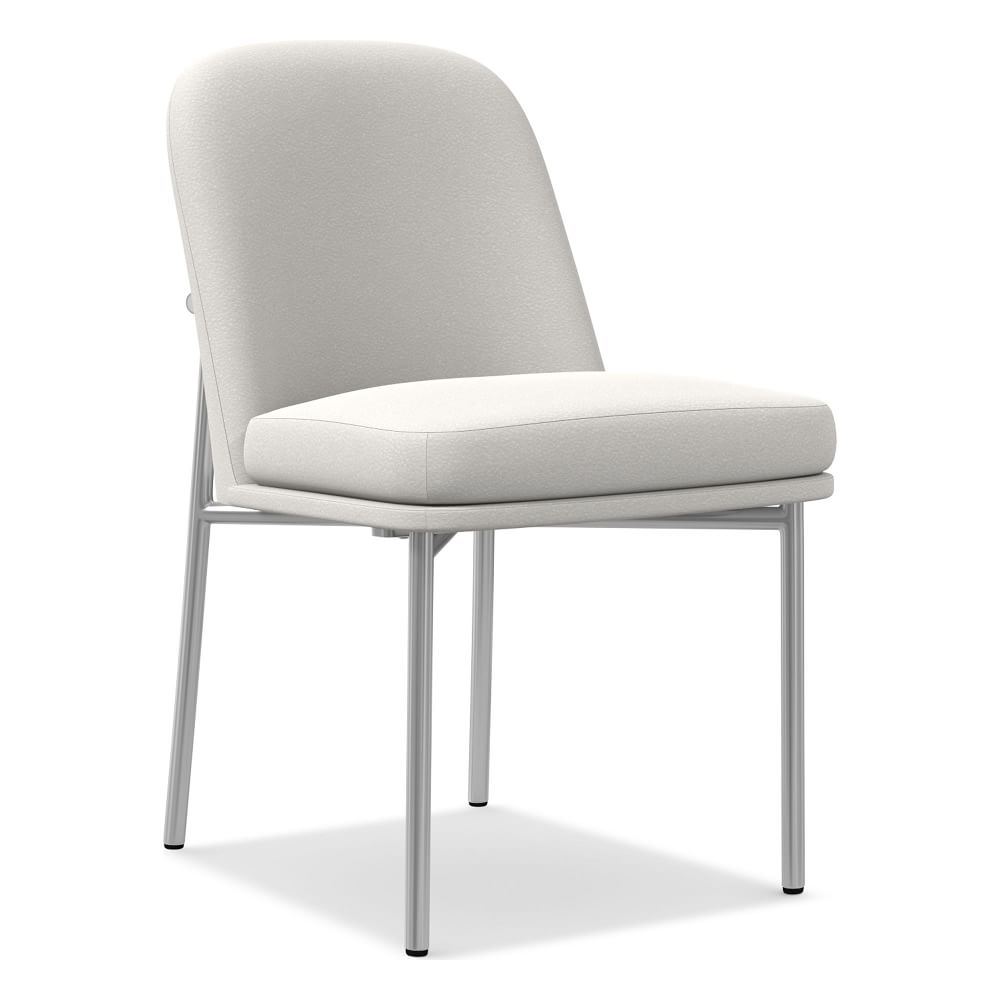 Jack Metal Frame Dining Chair, Sierra Leather, White, Chrome - Image 0