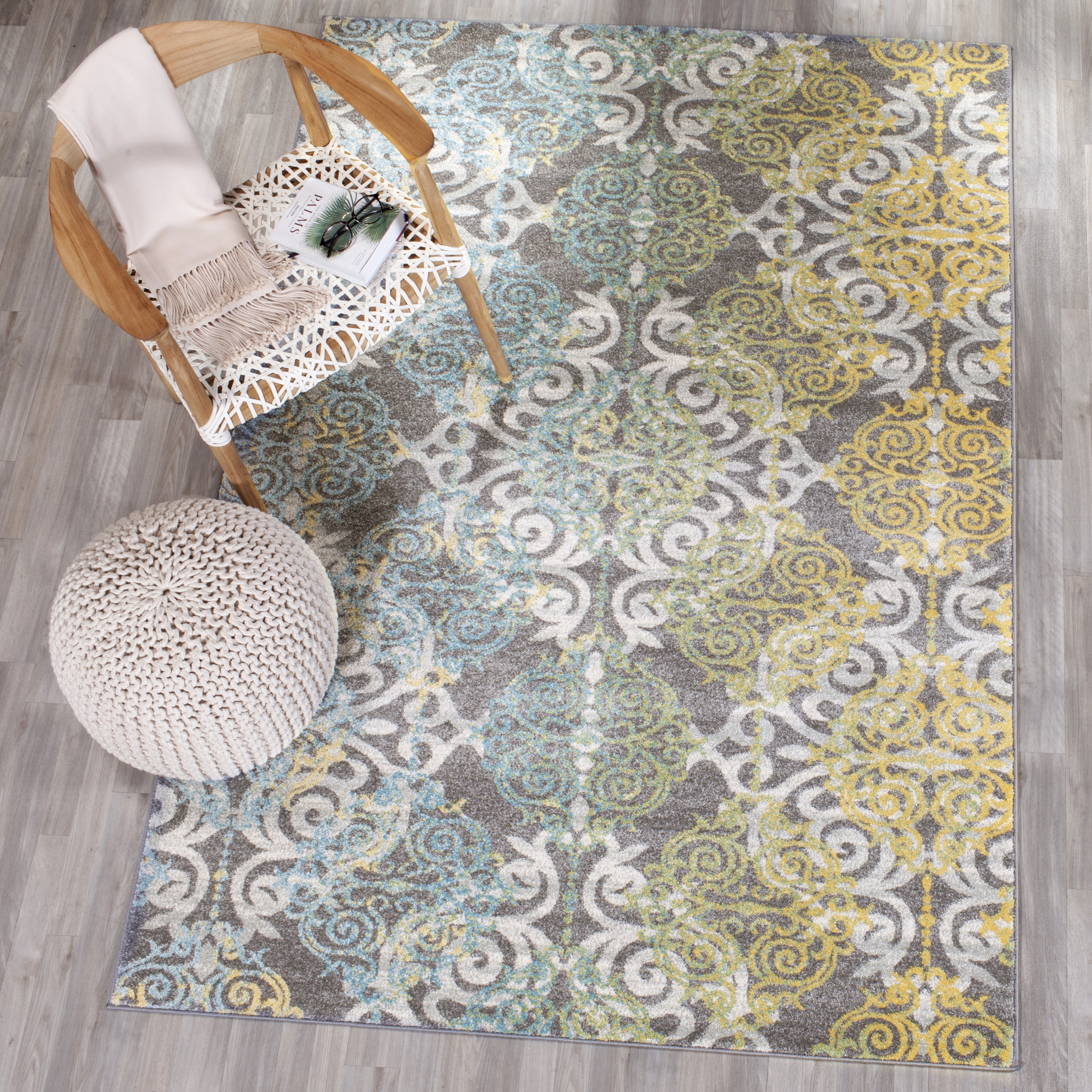 Arlo Home Woven Area Rug, EVK230D, Grey/Ivory,  6' 7" X 9' - Image 1