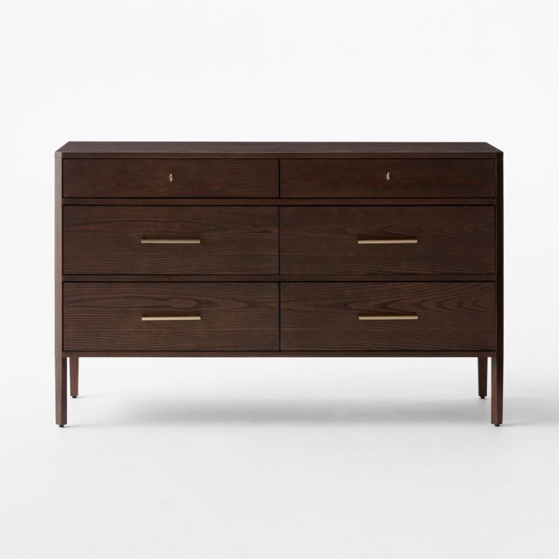 Fillmore 56" Dark Ash Wood 6-Drawer Dresser - Image 5
