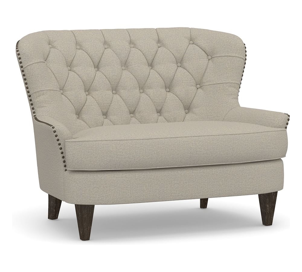 Cardiff Upholstered Settee, Polyester Wrapped Cushions, Performance Boucle Fog - Image 0