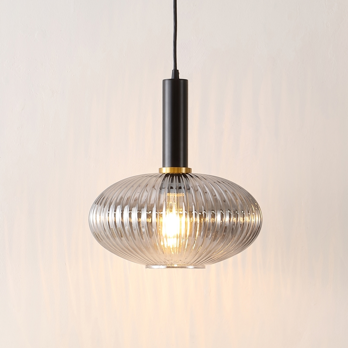 Zeon 12 Inch Pendant - Smoke Grey/Black - Safavieh - Image 6