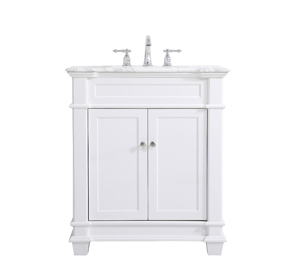 White Engel Single Sink Vanity, 30" - Image 0