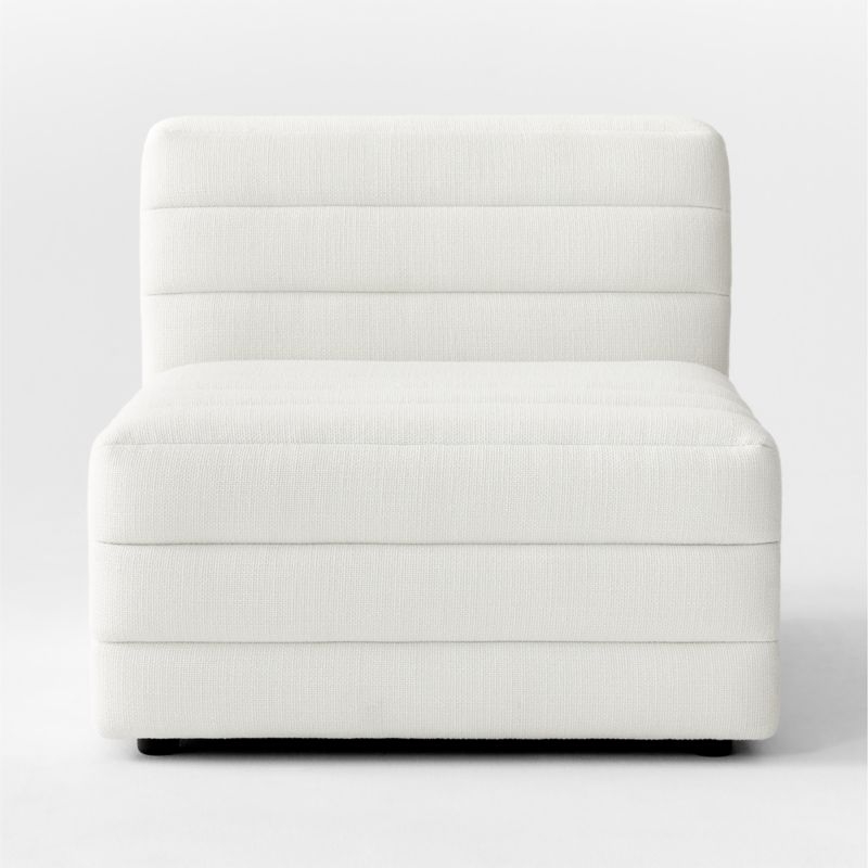 Strato Channeled Ivory Performance Fabric Armless Chair - Image 1