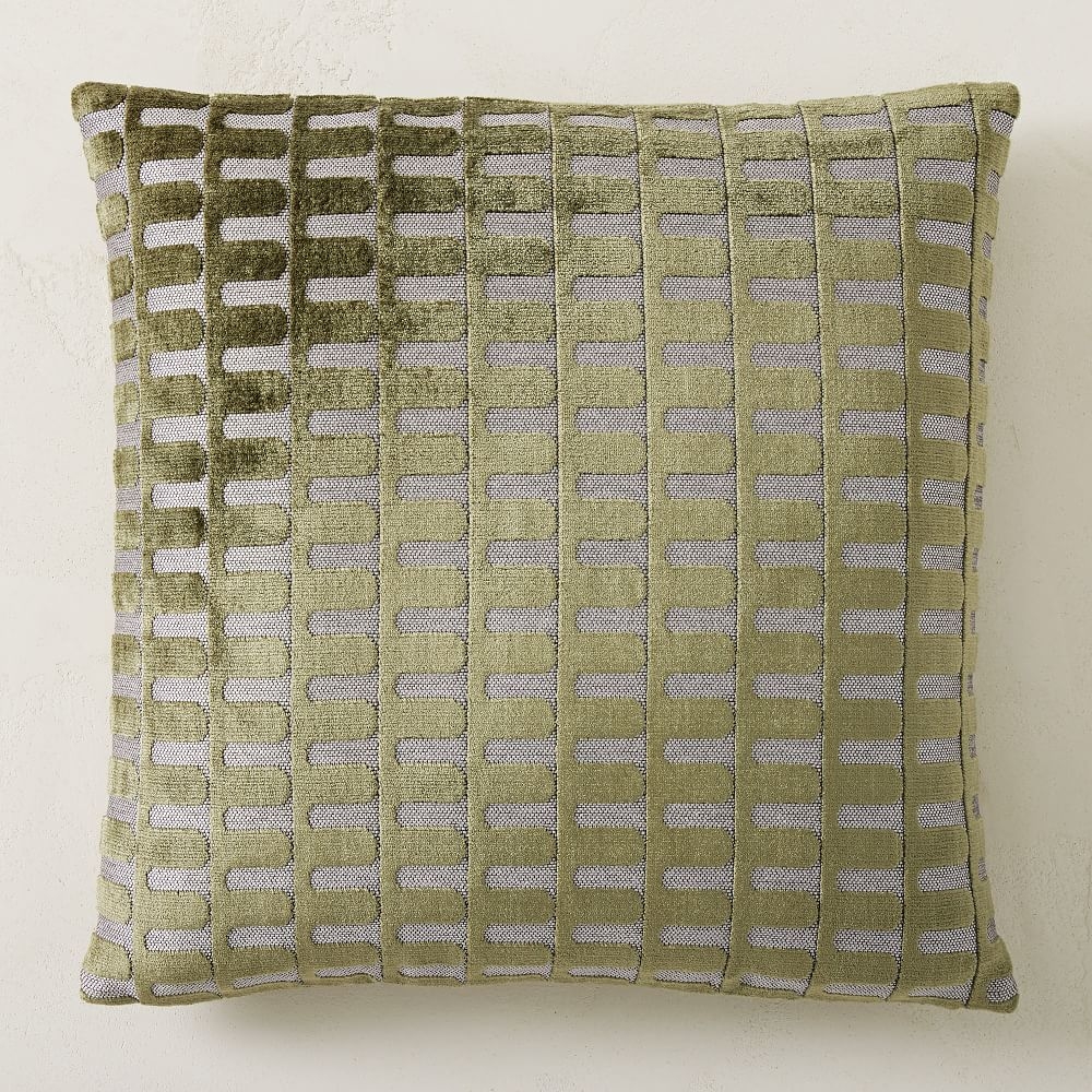 Cut Velvet Archways Pillow Cover, Dark Olive, 20"x20" - Image 0