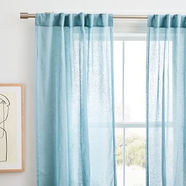 Sheer European Flax Linen Curtain, Silver Mist Melange, 48"x108", Set of 2 - Image 3