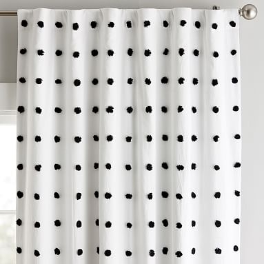 Tufted Dot Blackout Curtain Panel, 96, Black - Image 0