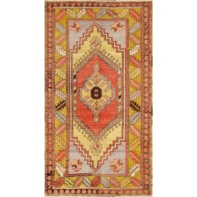 One-of-a-Kind Oushak Hand-Knotted 2010s 3'7" x 6'9" Wool Area Rug in Coral - Image 0