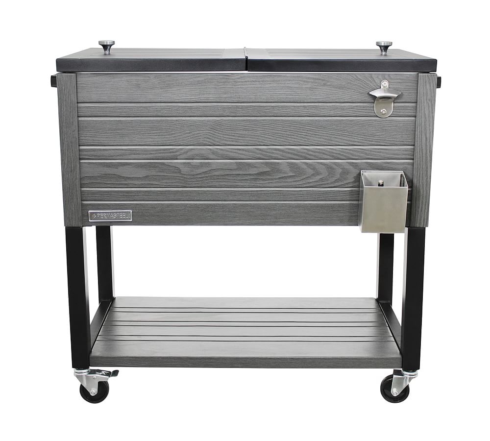 Wood Grain Stand-Up Cooler with Bottle Opener, Gray - Image 0