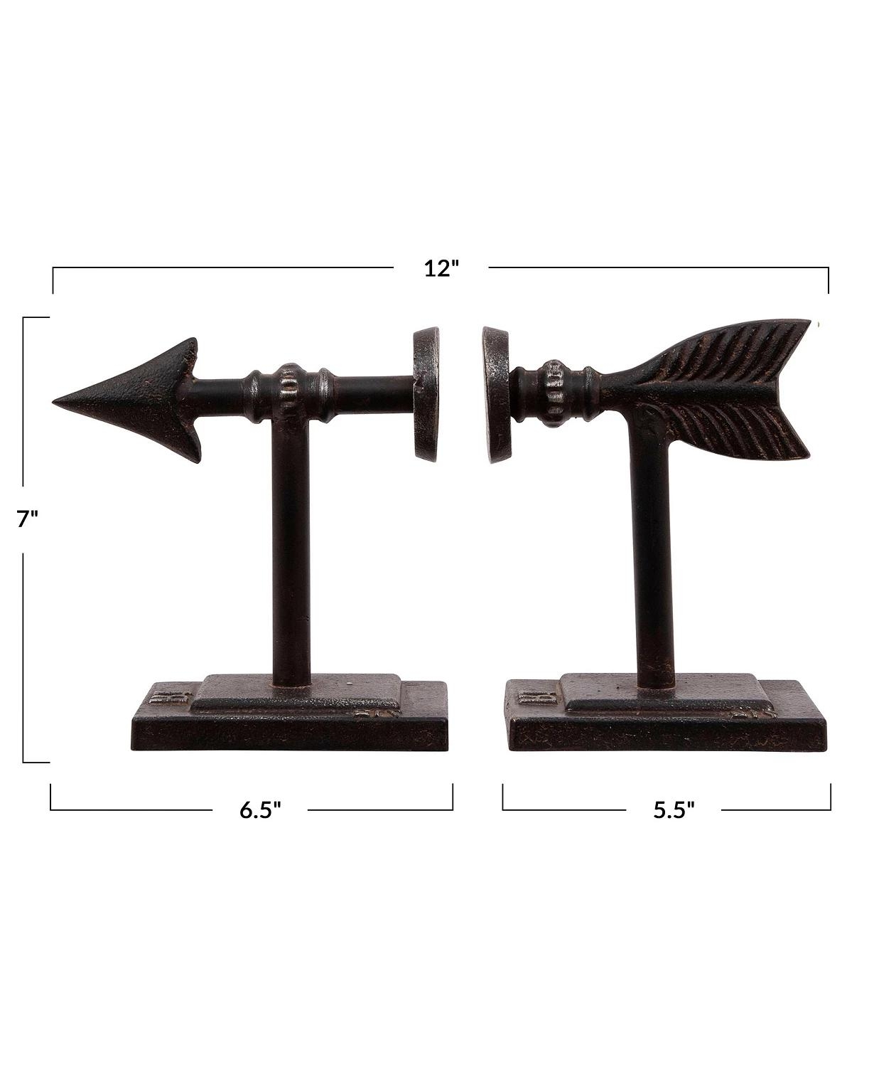 Bronze Arrow Shaped Cast Iron Bookends (Set of 2 Pieces) - Image 3