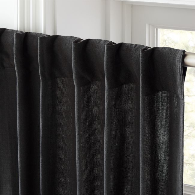 Heavyweight Charcoal Linen Curtain Panel 48"x84" - Image 0