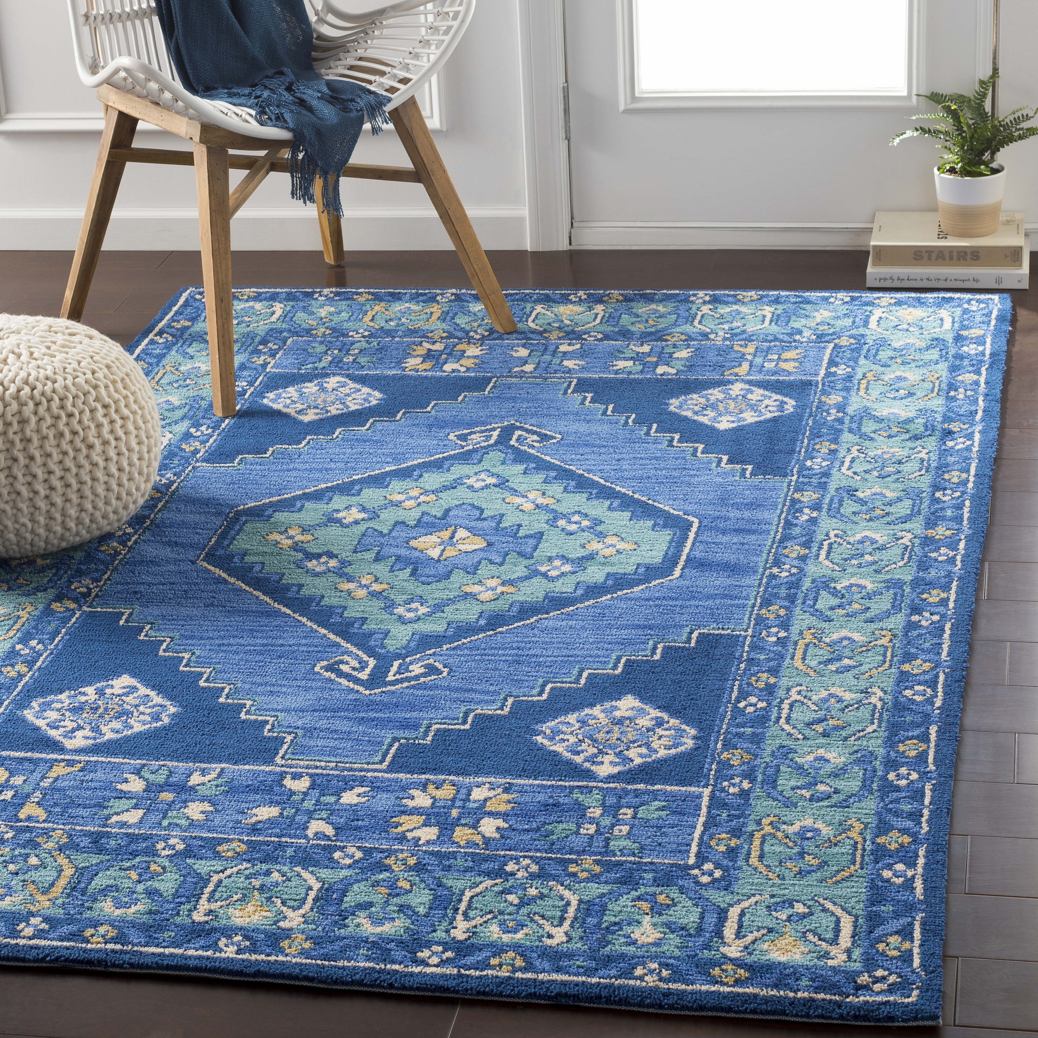 Jenica Rug, Navy and Teal 9' x 12' - Image 4