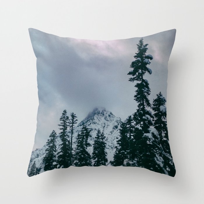 Cascade Winter Mountain Throw Pillow by Leah Flores - Cover (20" x 20") With Pillow Insert - Indoor Pillow - Image 0