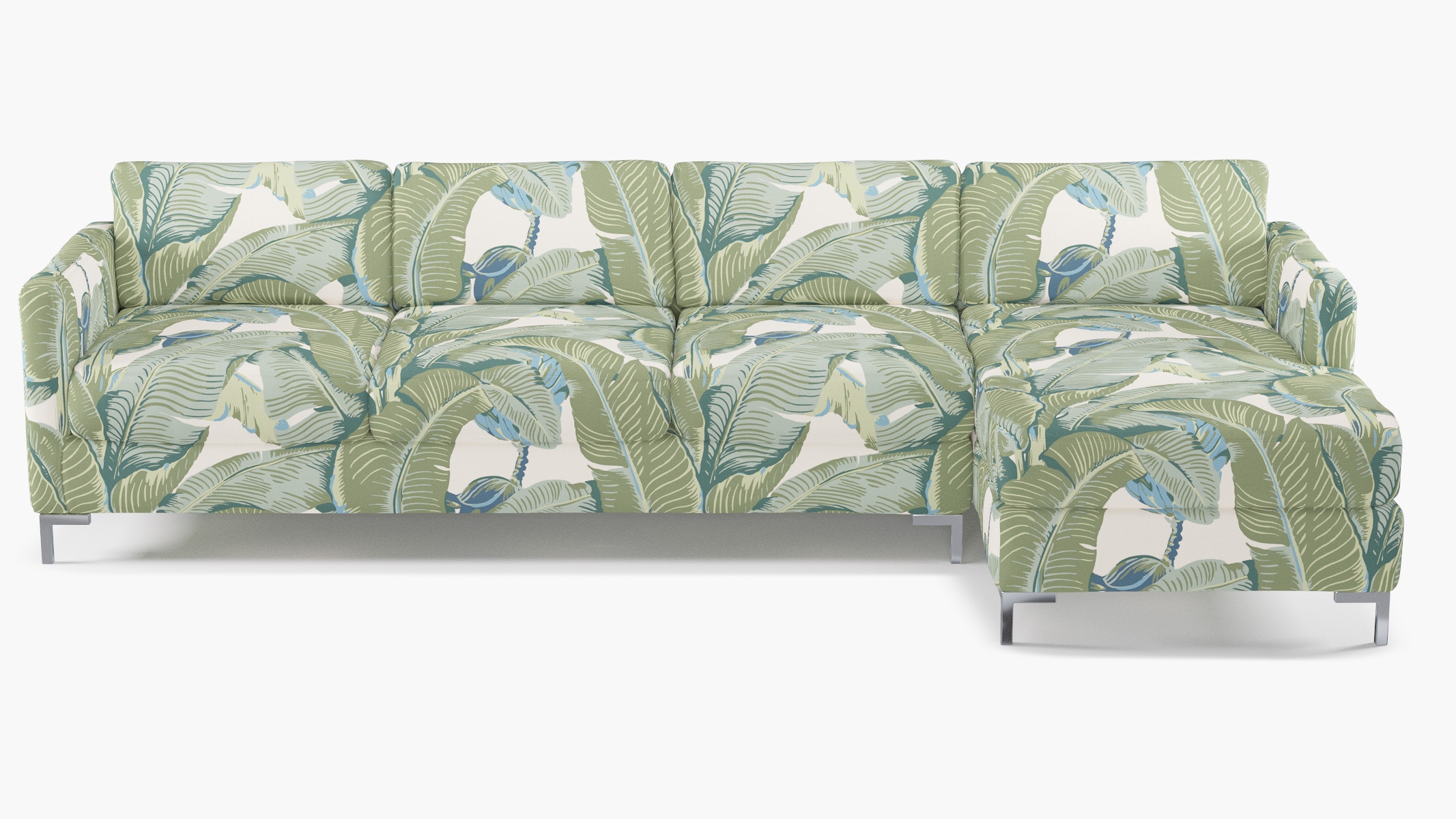 Modern Sectional, Right Facing, Pistachio Martinique®, Chrome L Leg - Image 0