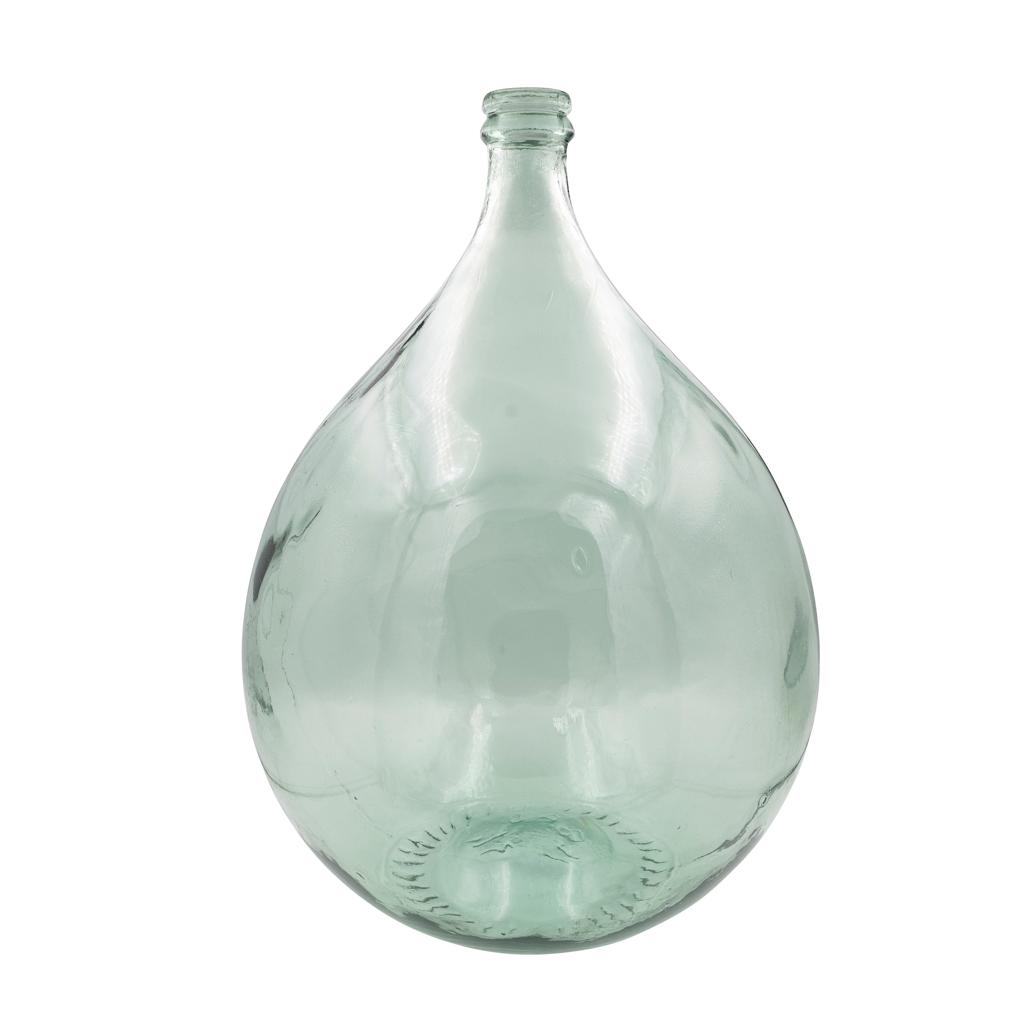 Round Reclaimed Glass Bottle, Clear - Image 0