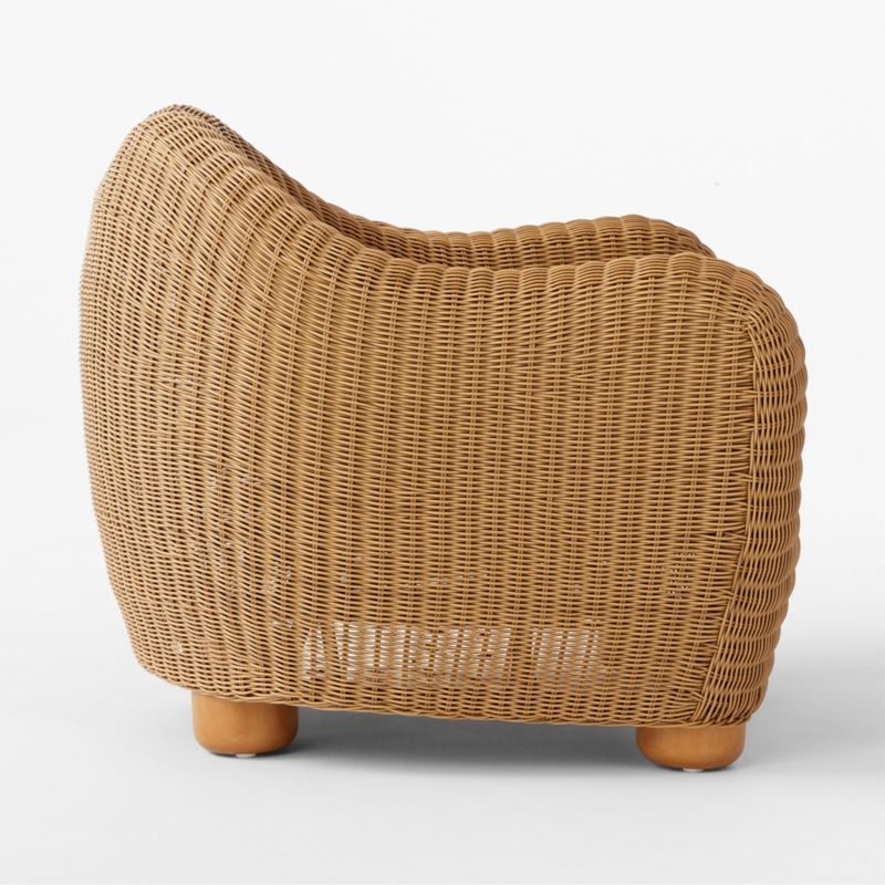 Bacio Light Brown All-Weather Rattan Outdoor Lounge Chair with White Sunbrella® Cushions - Image 4