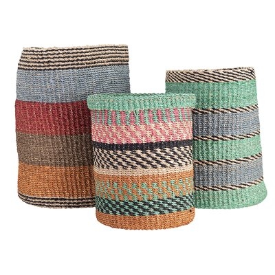 Abaca Stripes 3 Piece Wicker/Rattan Basket Set - Image 0