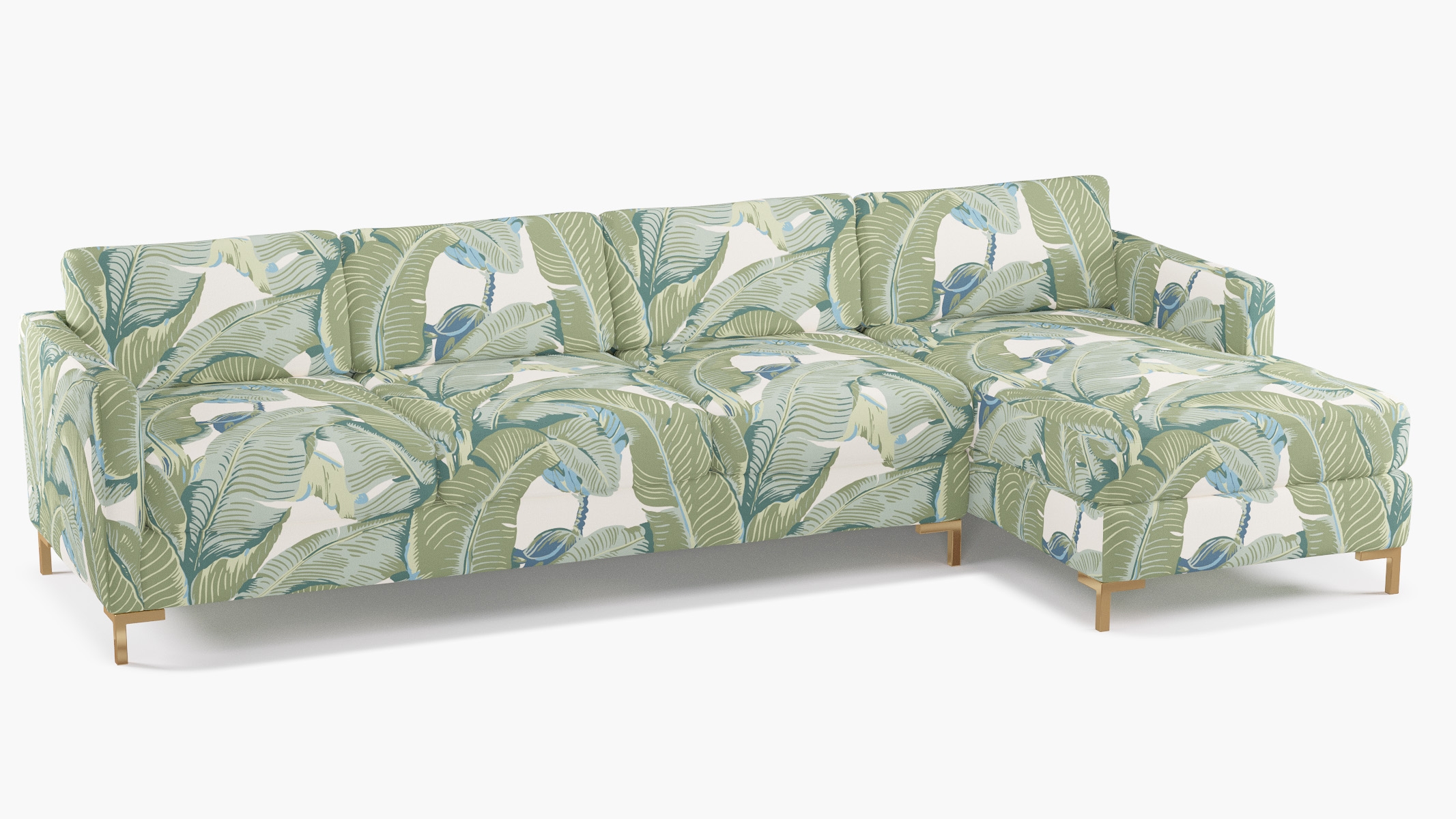Modern Sectional, Right Facing, Pistachio Martinique®, Brass L Leg - Image 1