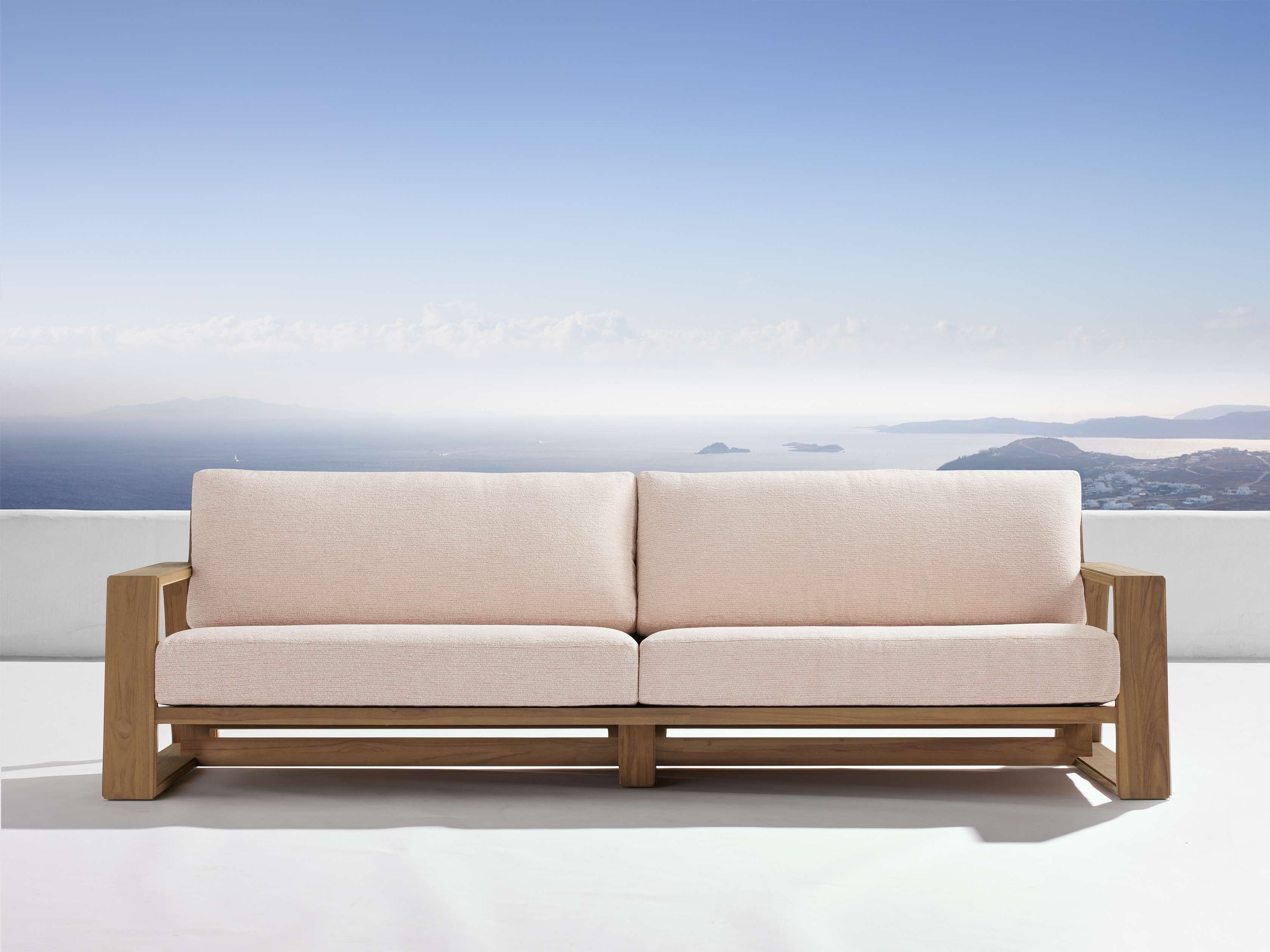 Canyon Outdoor Sofa Teak in Natural  Dani Rosewood/Weathered Fawn 111" - Image 0
