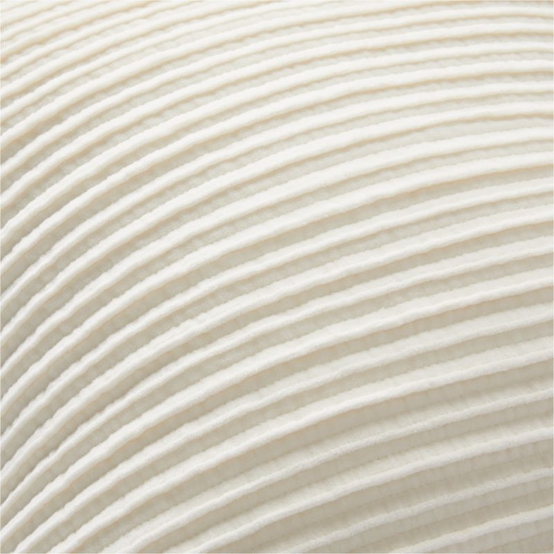 Paola Pleated Warm White Velvet Throw Pillow with Down-Alternative Insert 20''x20" - Image 1