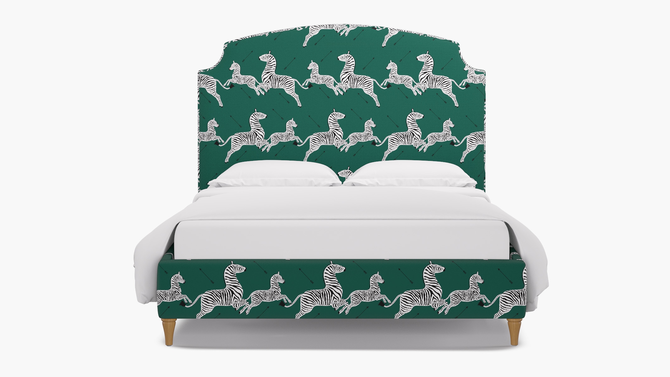 Cove Bed, Emerald Zebra, Natural Decorative Tapered Leg, Twin - Image 0