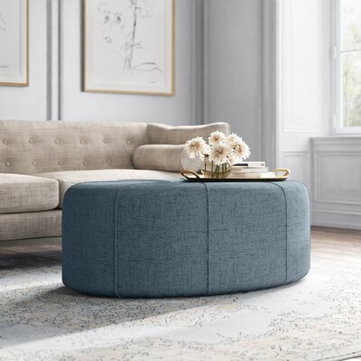 Christopher 48.5'' Wide Tufted Oval Cocktail Ottoman, Blue Polyester - Image 0