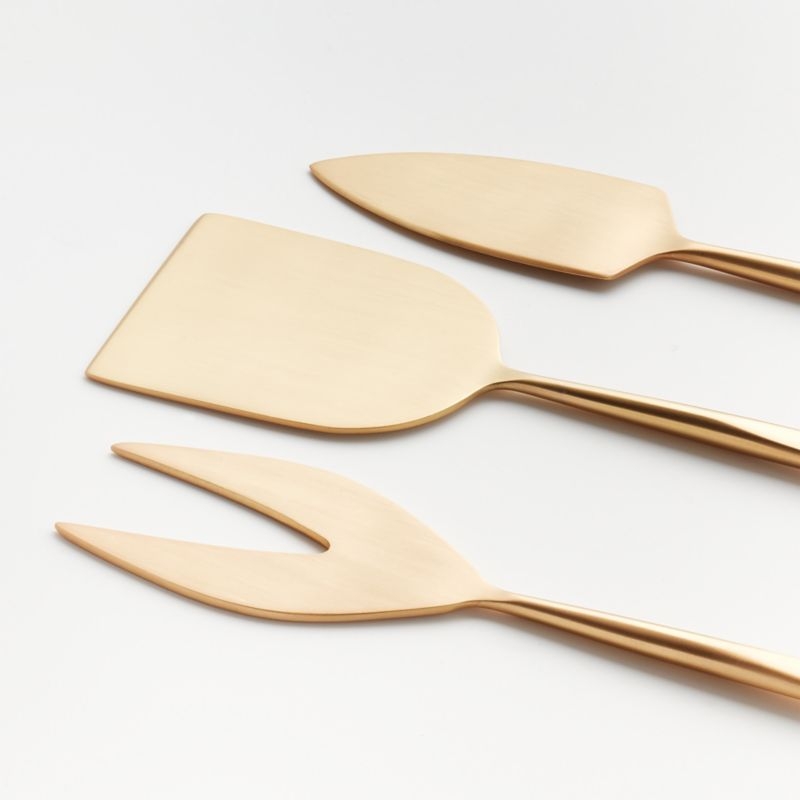 Gold Cheese Knives, Set of 3 - Image 1