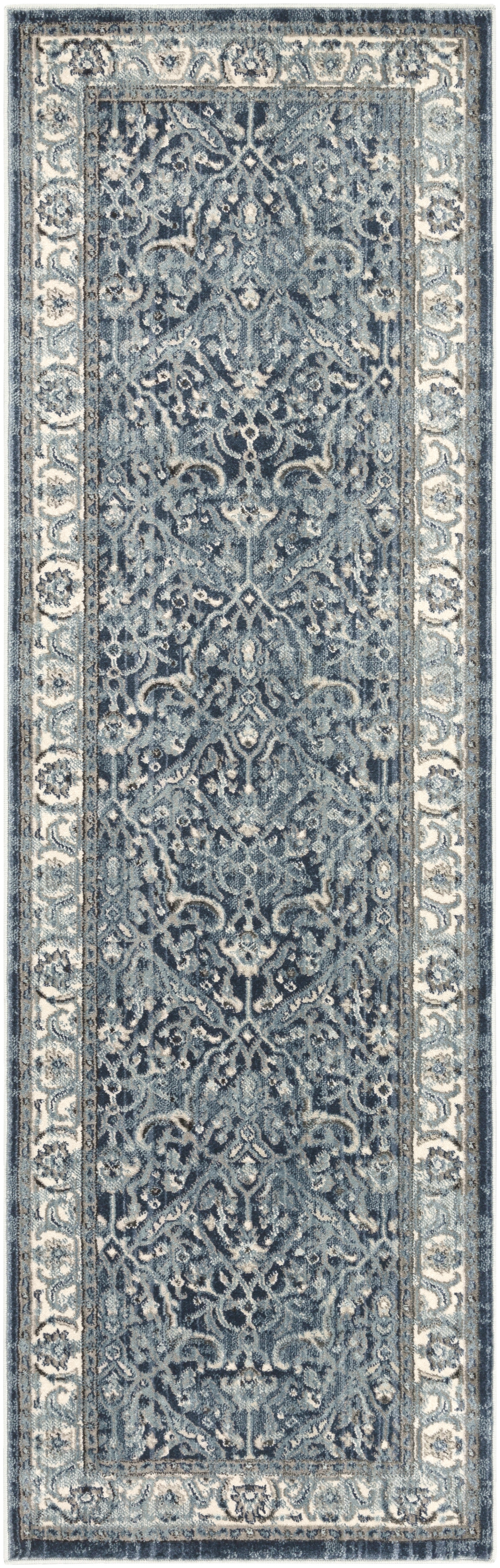 Mesopotamia Blue Indoor 2'6" x 7'10" Machine Woven Rug - Image 0