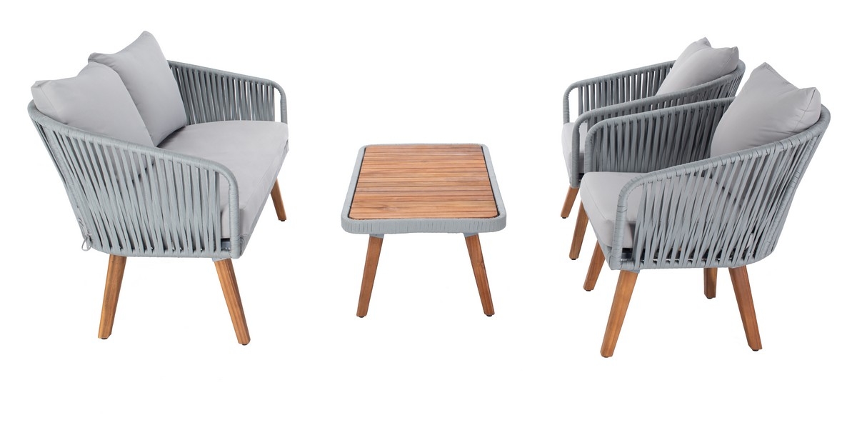 Ransin 4 Pc Living Set - Grey/Grey - Safavieh - Image 4