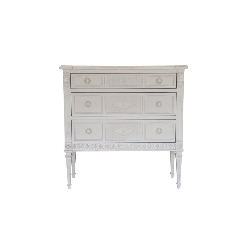 Ave Home Aria 3 Drawer Solid Wood Bachelor's Chest in Swedish grey - Image 0