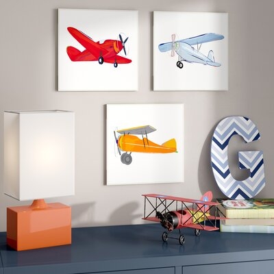 Traskwood Colorful Airplanes Decorative Plaque (Set of 3) - Image 0