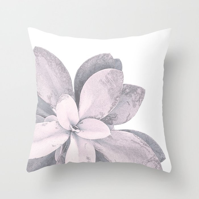 Pink Succulent Plant On White Throw Pillow by Christina Lynn Williams - Cover (24" x 24") With Pillow Insert - Indoor Pillow - Image 0