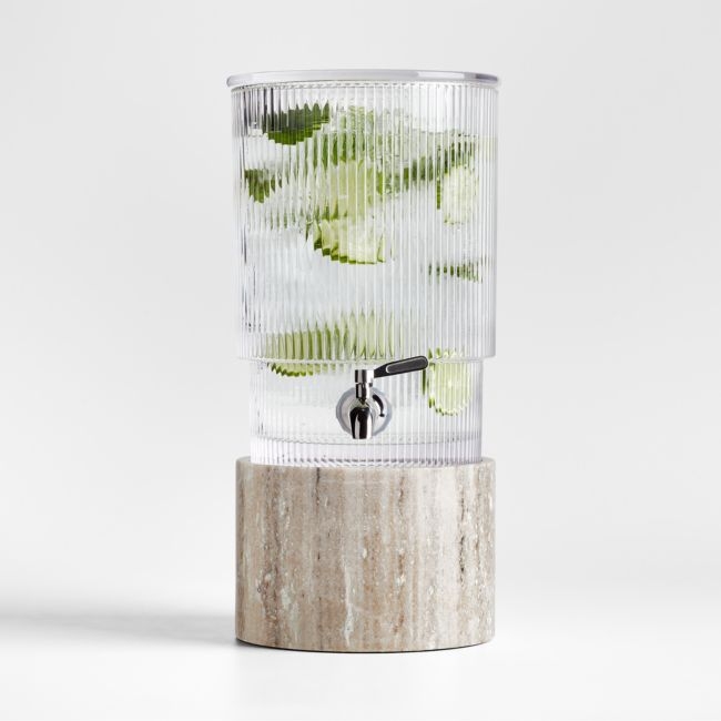 Atwell 1.7-Gallon Ribbed Glass Drink Dispenser with Tuscan Kitchen Marble Stand - Image 0