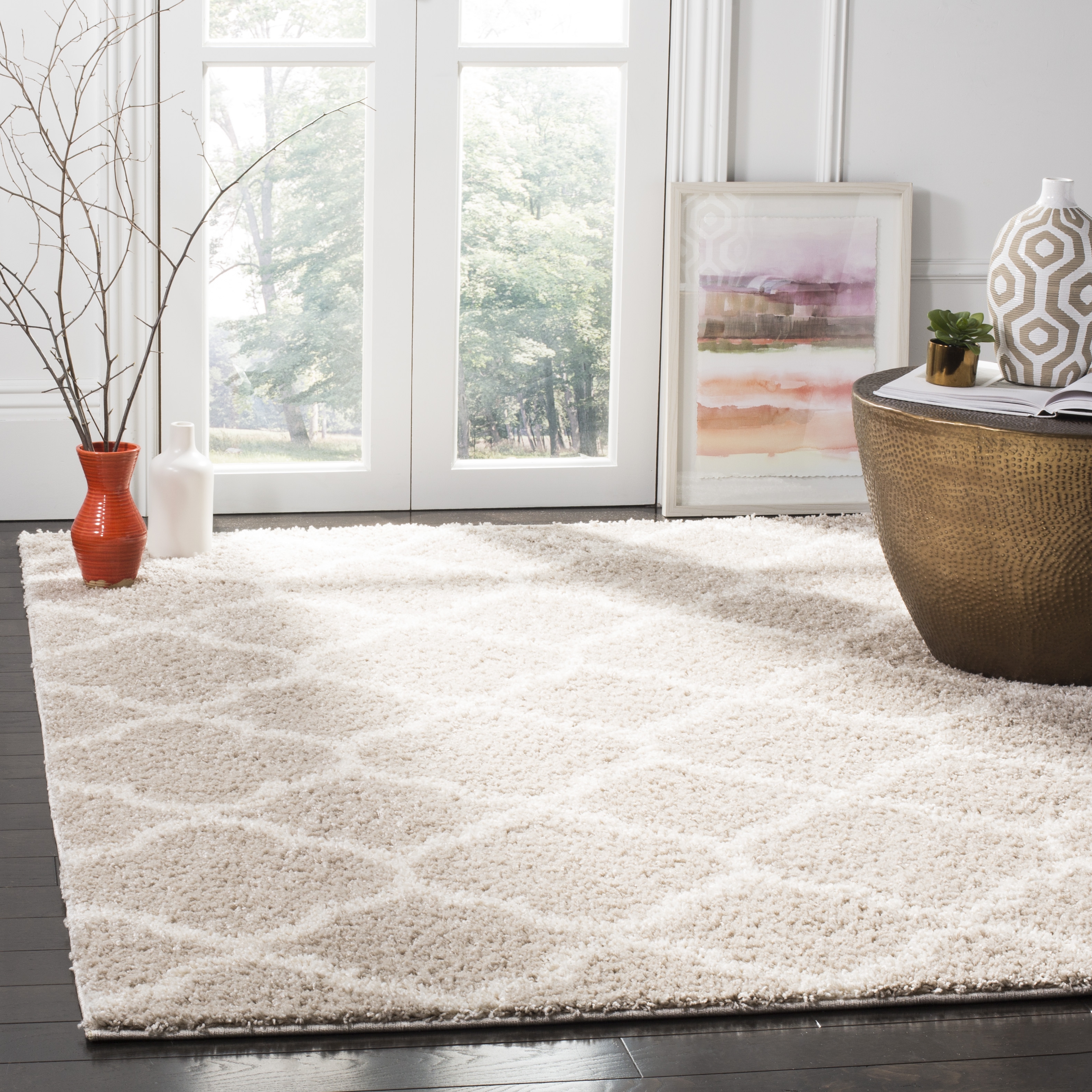Arlo Home Woven Area Rug, SG168F, Light Grey/Ivory,  4' X 6' - Image 1