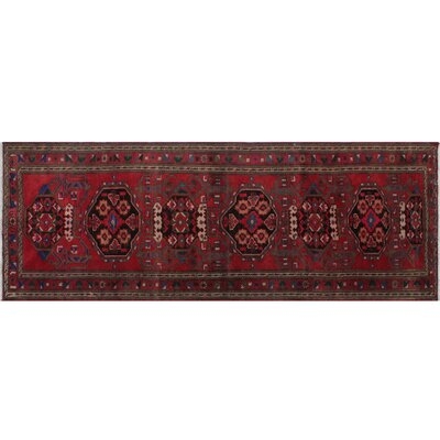 One-of-a-Kind Bertradis Hand-Knotted 1970s Red/Black 3'7" x 10'1" Runner Wool Area Rug - Image 0