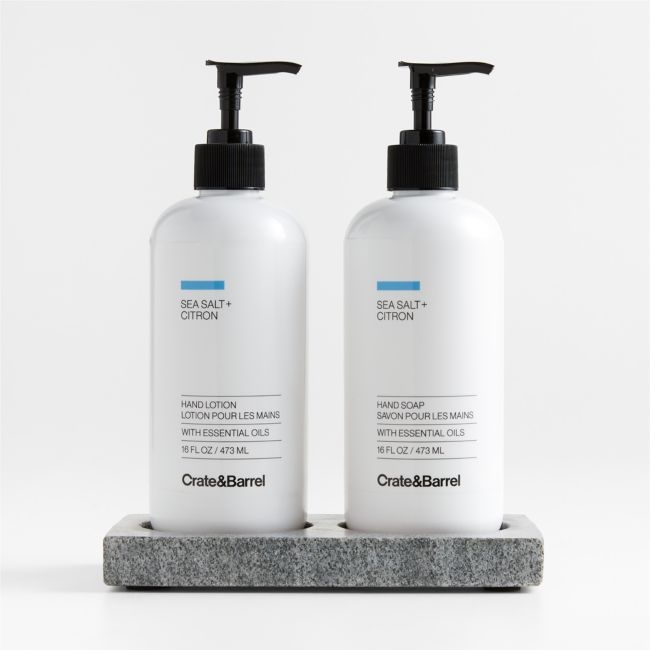 Sea Salt + Citron Hand Soap and Lotion Set with Hayes Caddy - Image 0