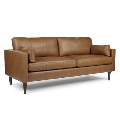 Gaia 81'' Genuine Leather Square Arm Sofa, Brown & Espresso - Image 1