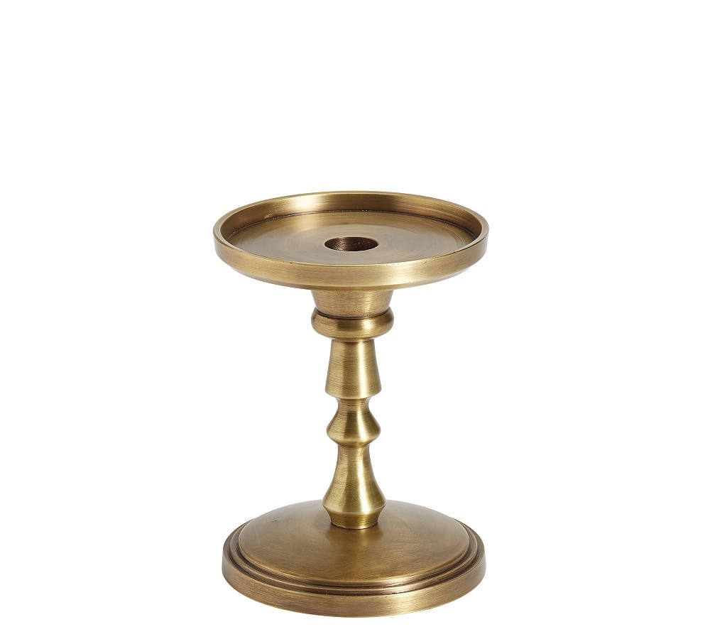 Booker Pillar Candleholder, Short, 7.25"H - Brass - Image 0
