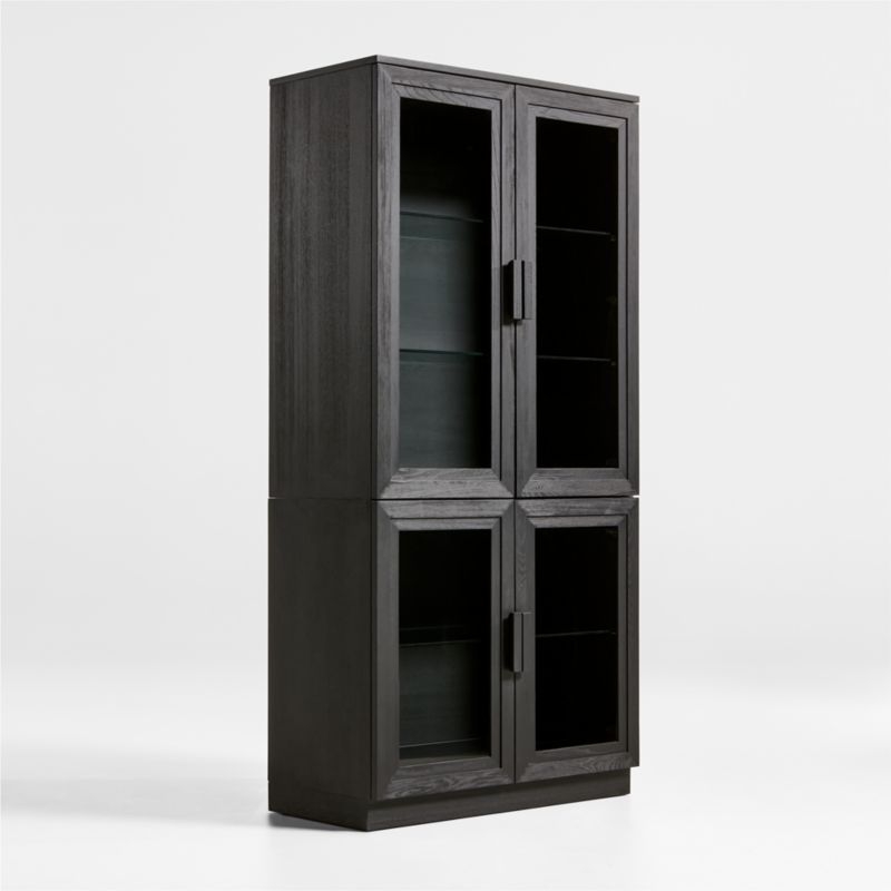 Calypso 36" Black Wood Storage Cabinet with Glass Doors - Image 2