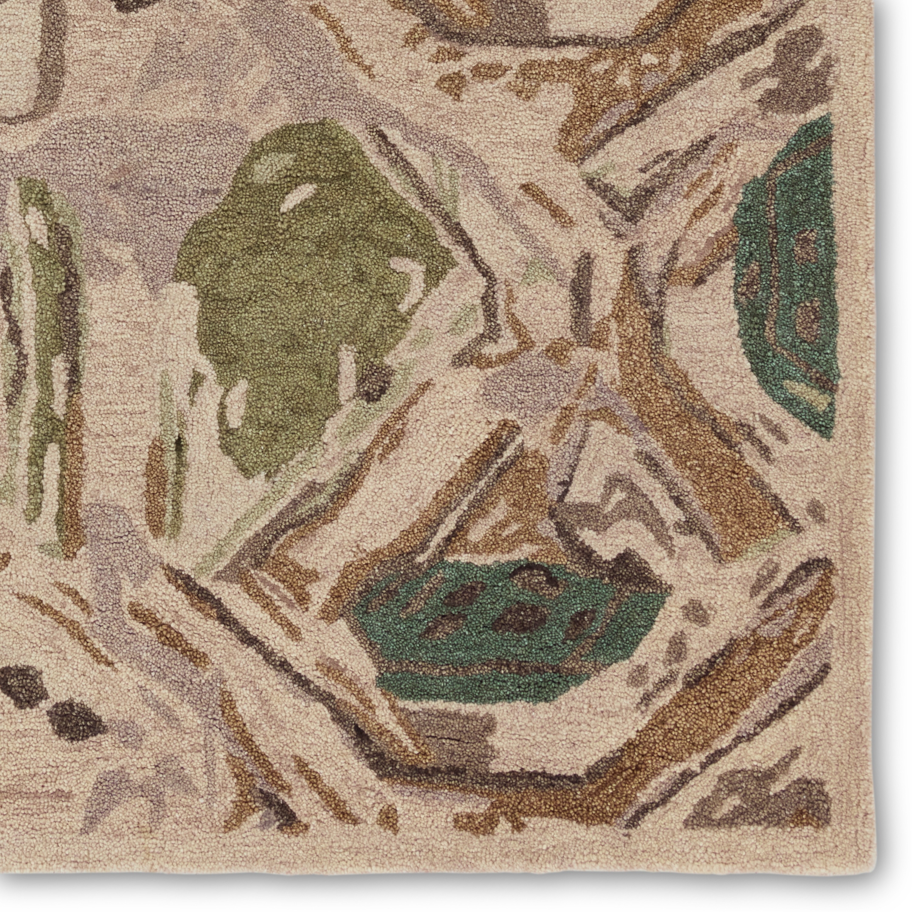 Zoe Bios By Orto Botanica HNC02 Handmade Abstract Green and Taupe Area Rug (6'x9') - Image 3
