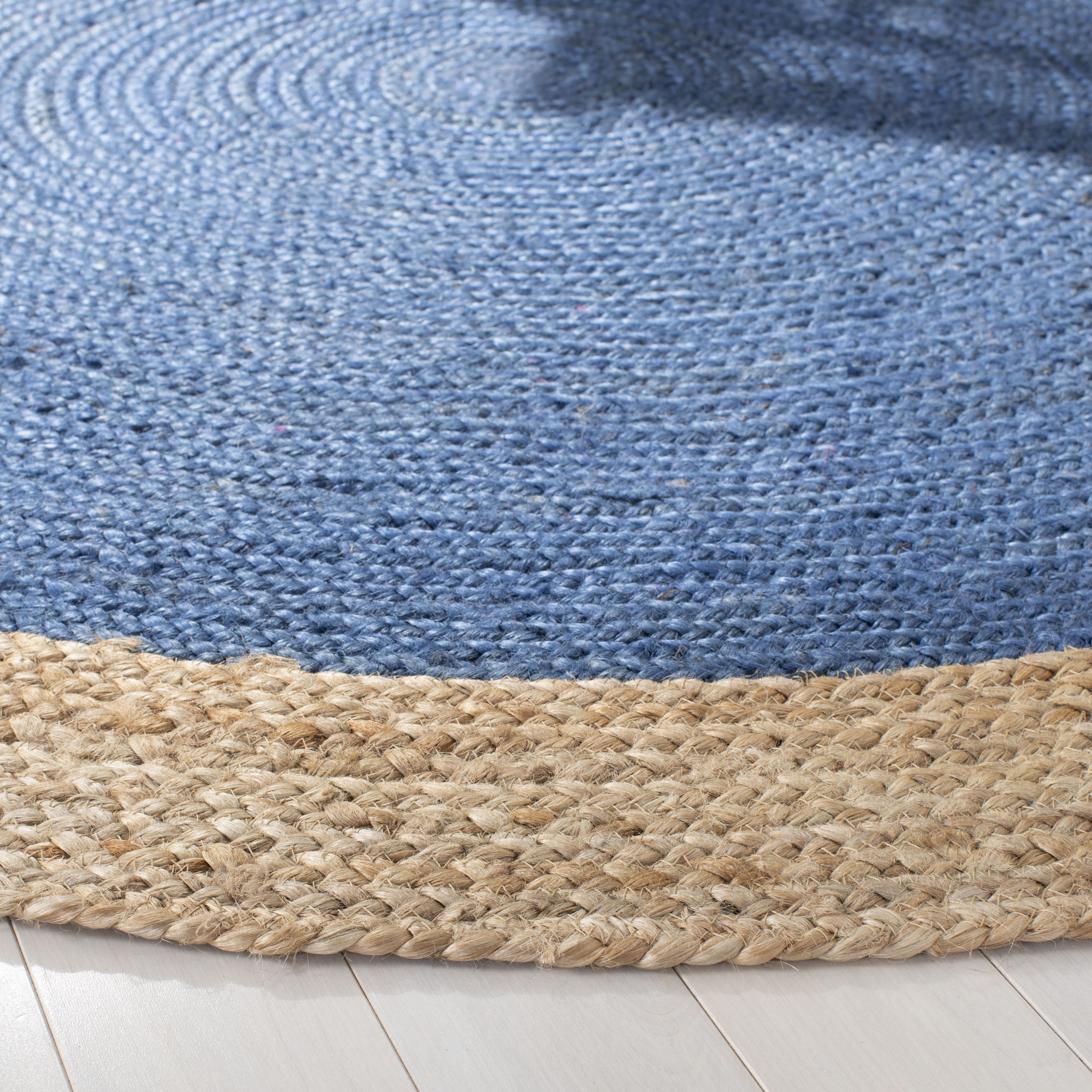 Arlo Home Hand Woven Area Rug, NF801D, Royal Blue/Natural,  8' X 8' Round - Image 2