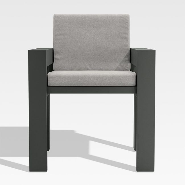 Walker Metal Outdoor Dining Armchair with Cast Silver Sunbrella ® Cushions - Image 0