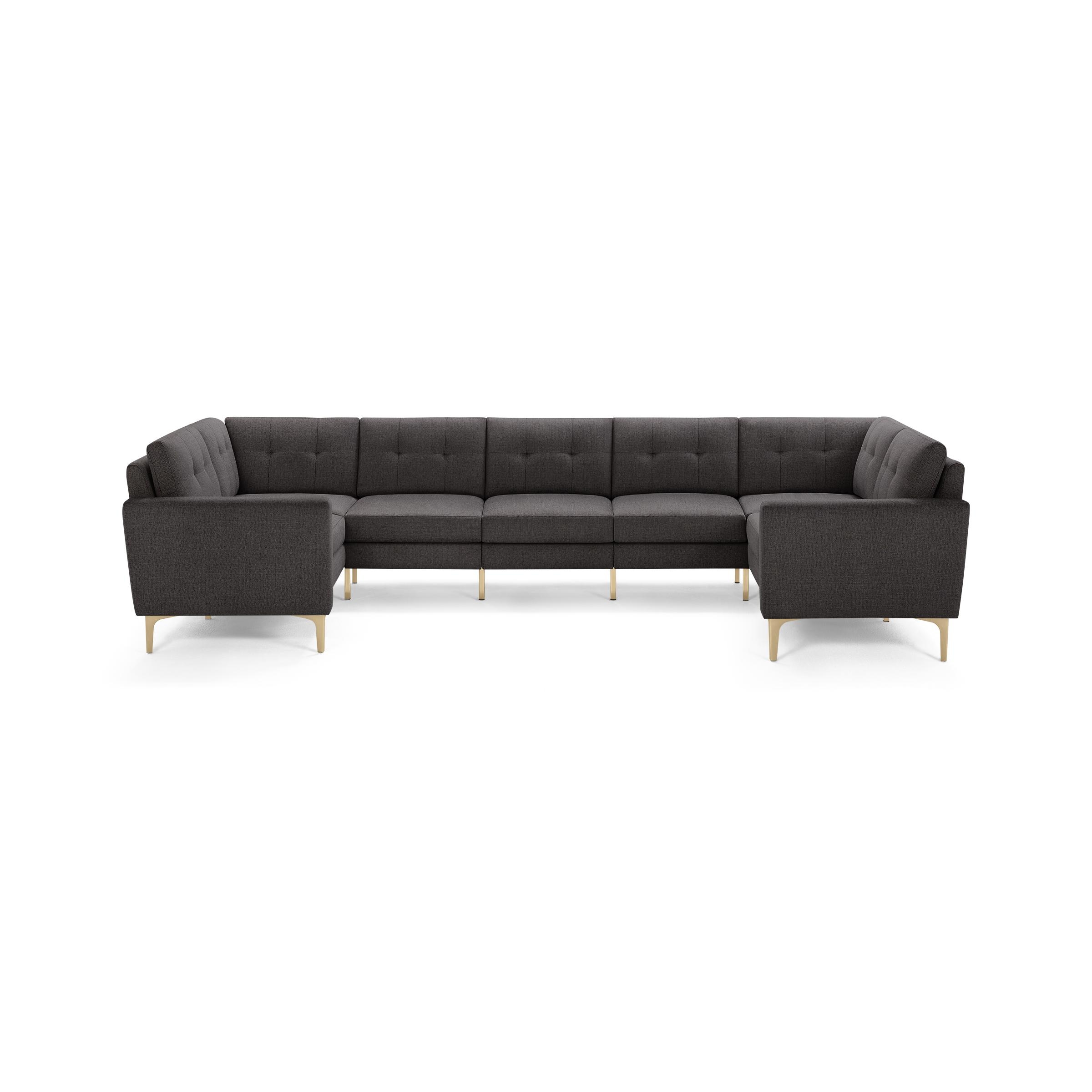 Nomad 7-Seat U Sectional - Heather Charcoal - Performance Chenille / Brass - Metal / Block - Image 0