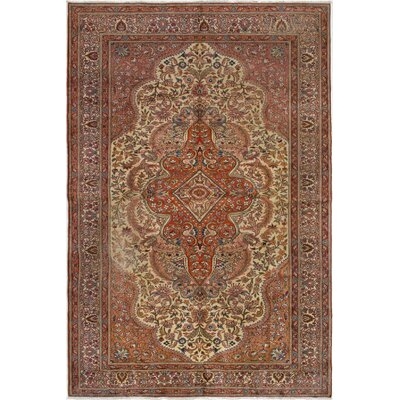 One-of-a-Kind Nida Hand-Knotted 1980s Hosseinabad Red 6'5" x 9'8" Wool Area Rug - Image 0