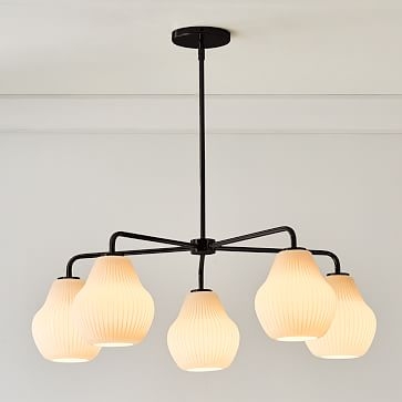 Sculptural 5 Light Chandelier Antique Brass Champagne Ribbed (36") - Image 2
