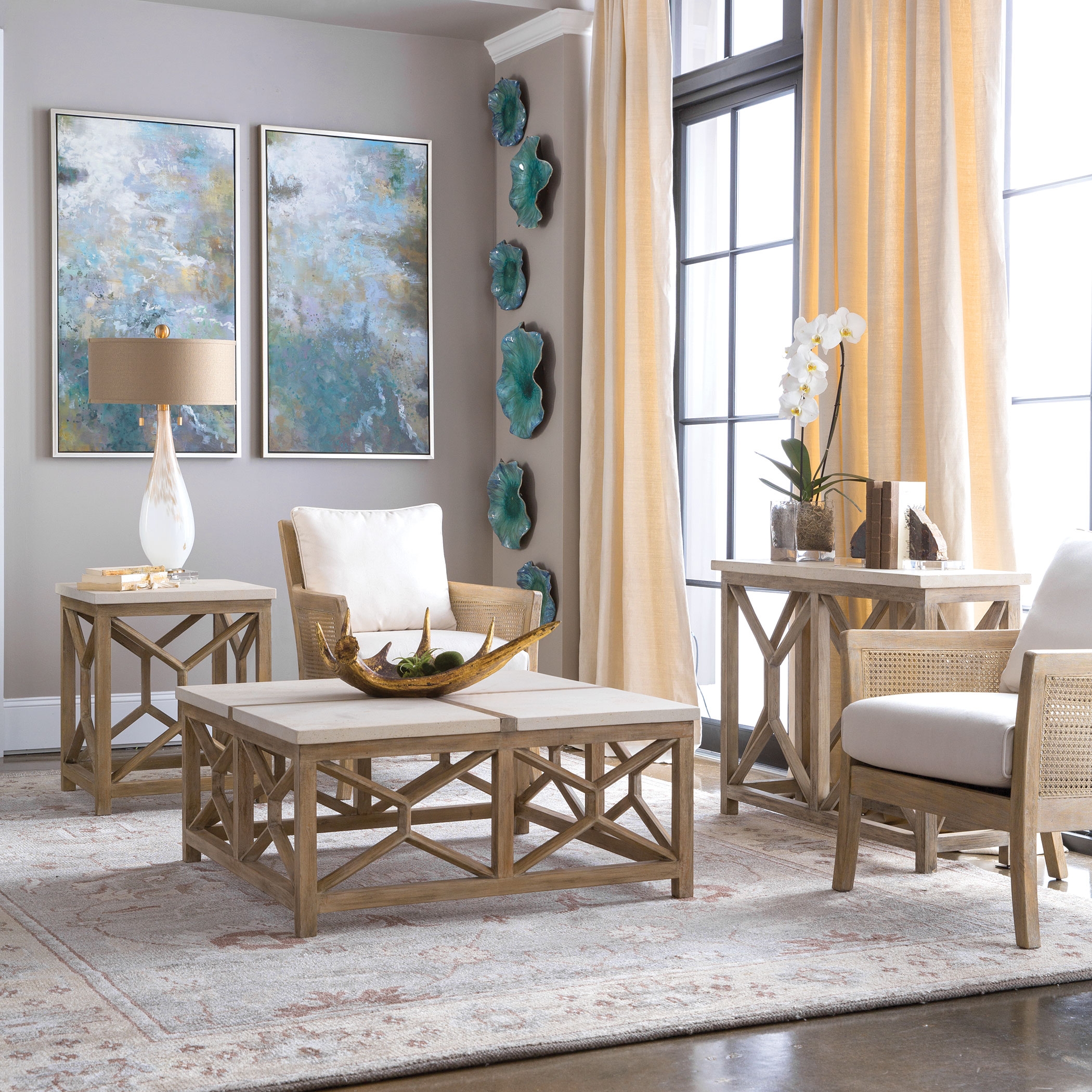 Catali Ivory Stone Console Table - Image 3