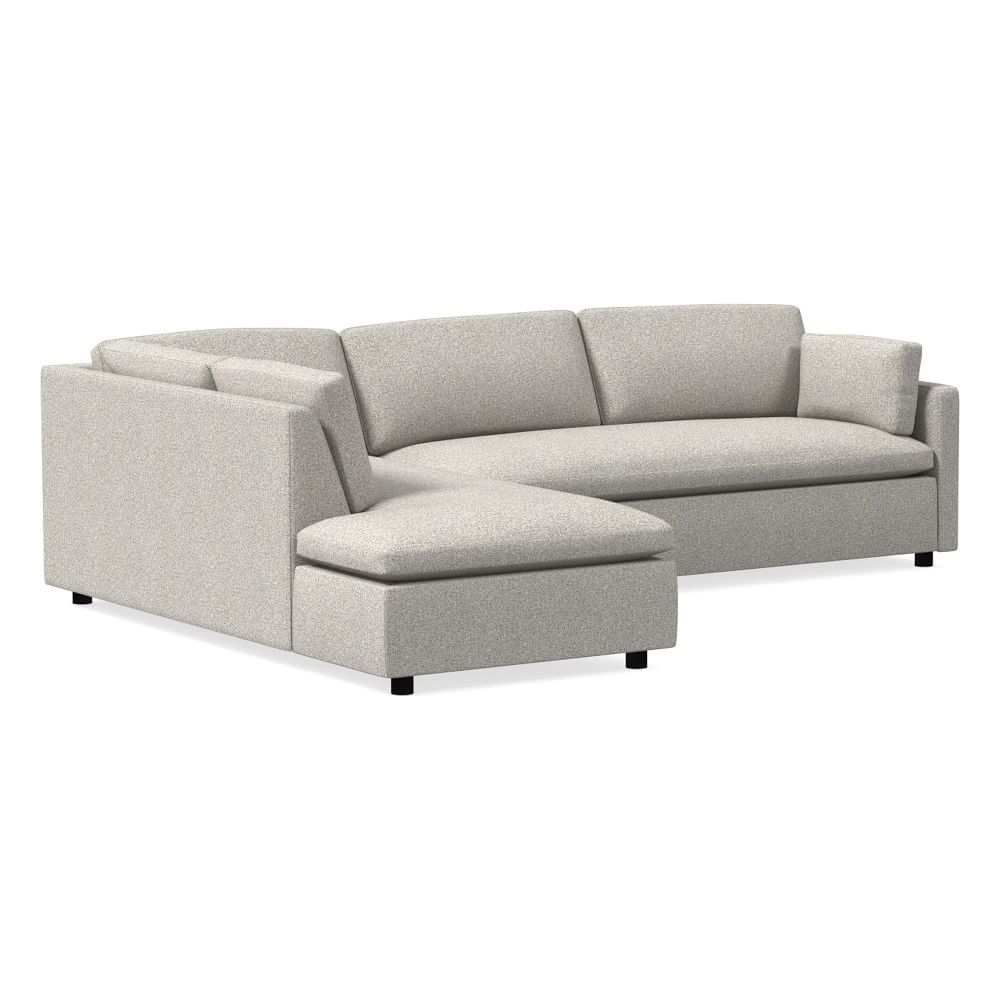 Marin 114" Left Bumper Chaise Sectional, Standard Depth, Chenille Tweed, Storm Gray - Image 0